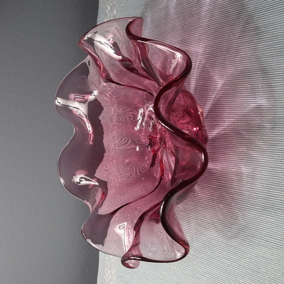 Vintage Cranberry Hand-Blown Glass bowl - Picture 1 of 5